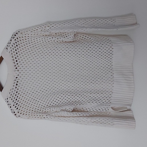 Abercrombie and Fitch 100% Cotton Open Knit Open Front Cardigan Ivory Size Med - Picture 2 of 7